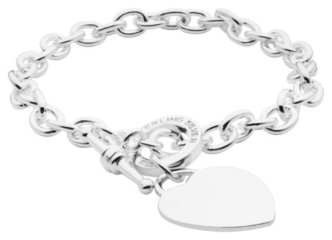 ladies Sterling Silver Heart Bracelet with T-Bar… | Wishart Jewellers