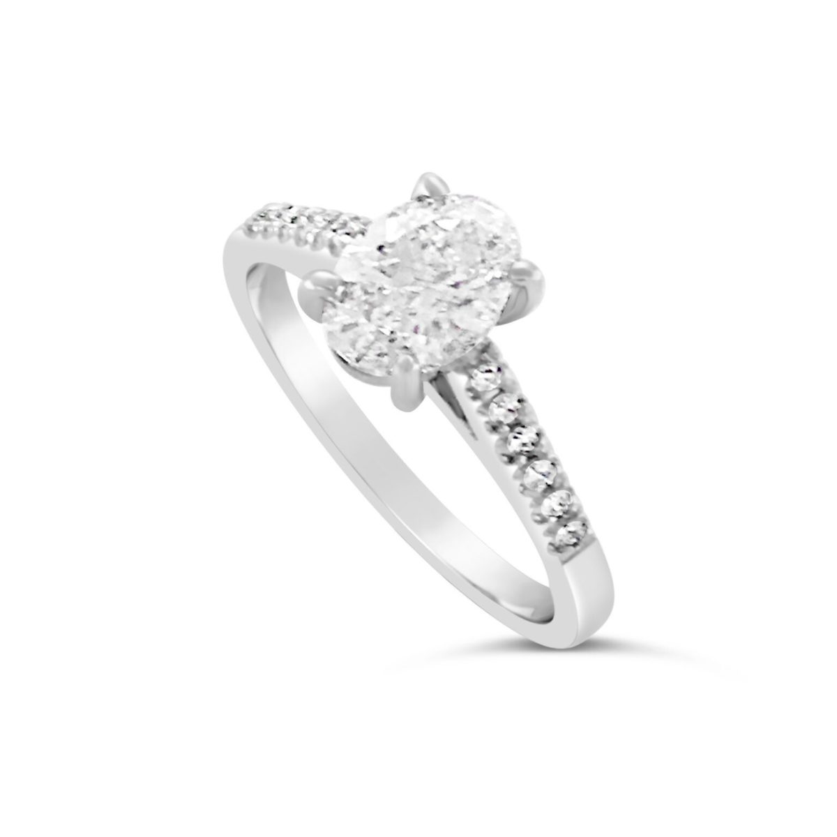  Ladies  18ct  White  Gold  4 Claw Oval Diamond  Wishart 